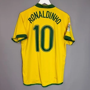 BRAZIL NATIONAL TEAM 2006/2008 HOME FOOTBALL SHIRT JERSEY NIKE #10 RONALDINHO - Picture 1 of 8
