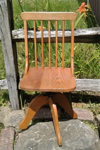 Antique Oak Childs Roll top Desk Swivel Chair 1930s Era Cover