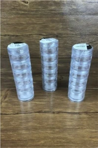 3 PK Round Clear Stackable Container Craft Storage Paint Beads Pins Home Nails - Picture 1 of 7