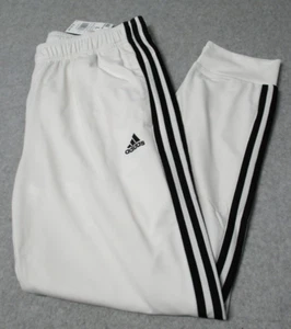 Adidas Essentials Warm-Up Tapered 3-Stripes Track Pants White Mens Sz Large - Picture 1 of 7