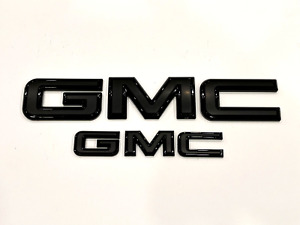 2pcs Set Front Rear Gloss Matte Black GMC Emblems Fit 2020+ Acadia 2022+ Terrain