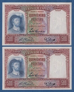 ESPAÑA / SPAIN -- PAREJA 500 PESETAS ( 1931 ) -- aXF -- SIN SERIE -- PICK 84 . - Imagen 1 de 2
