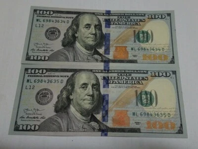 2x 2013~$100 FRN~In SEQUENTIAL ORDER~CRISP COND~GREEN SEAL~RARE - Image 1 of 2