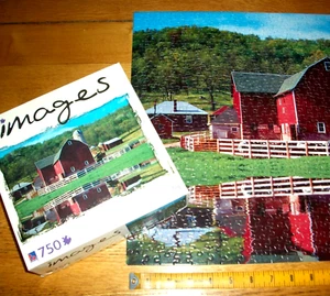 Jigsaw Puzzle 750 Pieces Wisconsin Farmhouse Cattle Big Red Barn Silo Complete - Picture 1 of 12