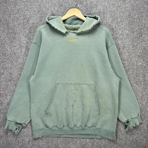 Vintage Nike Hoodie Mens Large Jade Green Center Swoosh Skate Grunge Faded 90s - Picture 1 of 8