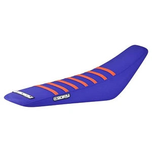 2019-2022 KTM SX-SXF 125 250 350 450 seat cover all BLUE w/ ORANGE ribs #173 - Picture 1 of 3