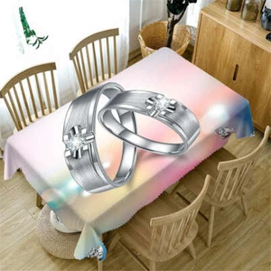 Silver Ring Halo 3D Tablecloth Table cover Cloth Rectangle Wedding Party Banquet - Picture 1 of 5