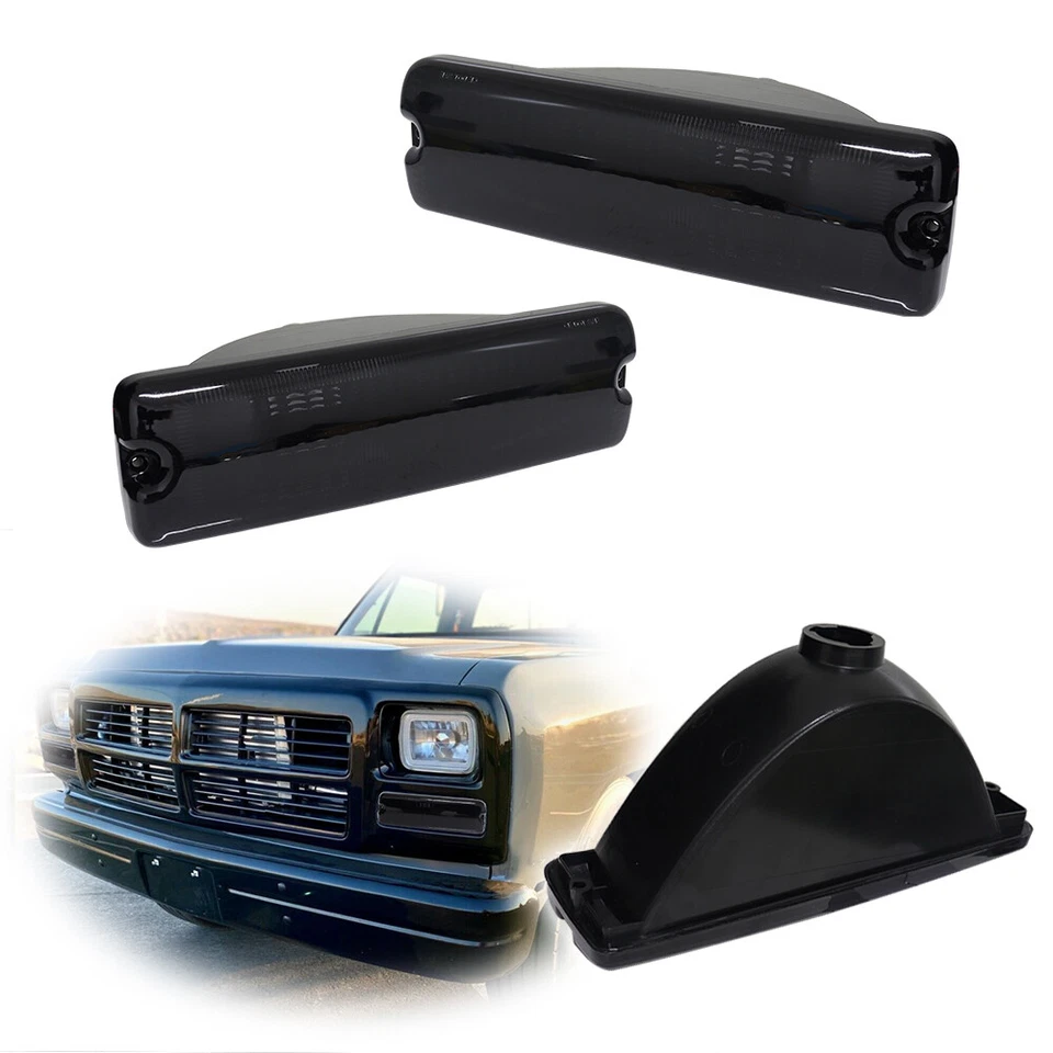 Smoked Front Parking Turn Signal Light Housings Kit For 91-93 Dodge D/W Series - Image 1 of 4