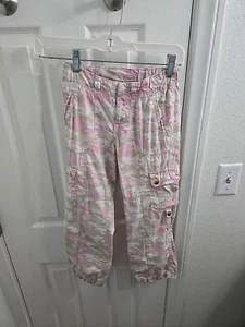 Gap Girls Cargo Camo Pants Multicolor Embroidered Snaps 6 Pockets Sz 7 Cotton - Picture 1 of 13