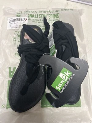 Black Sanuk Yoga Slinged  Up Flip Flop Size 5 Black - Image 1 of 4