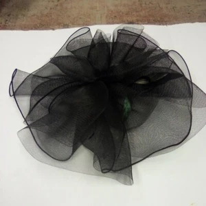 Women's Large Black Mesh Fascinator Fancy Sophisticated Old Hollywood Regency - Picture 1 of 4