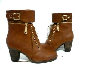 Bottines à talon ♥ 9NEUF ♥ Taille 37 Marron cognac pointure femme - Imagen 1 de 6