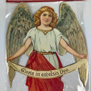 13" Vintage Engel Shackman Weihnachtsdekoration Ornament JUMBO NOS 2000 Gold Acc - Bild 1 von 11