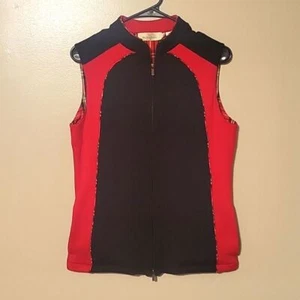 Bugatchi Women Vest Full Zip Black Red Size Medium - Picture 1 of 4