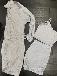Women's White Mark 3-Piece Pajama Set- Tank, Robe, Shorts - Picture 1 of 6