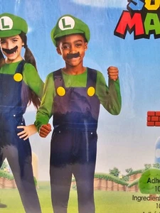 ALK Halloween Costume Pretend Play Dress Up Super Mario Brothers Luigi Sz S 4-6 - Picture 1 of 9