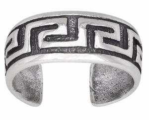 Sterling Silver .925 Greek Key Design Toe Ring adjustable size | Made In USA - Picture 1 of 2