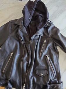 ALL SAINTS Leather Jacket LARGE Mens Black Biker Perfecto Moto - Picture 1 of 7