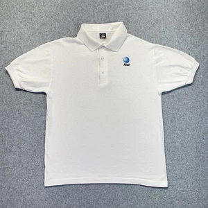 Vintage AT&T Poloshirt Herren Medium weiß Bildschirm Sterne Einzelnaht USA - Bild 1 von 9