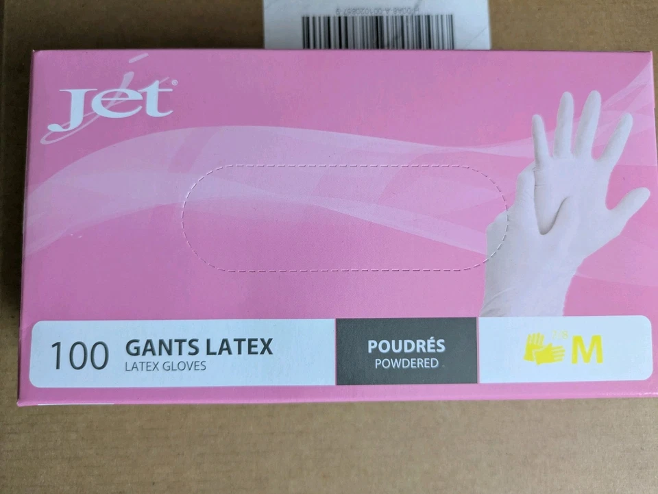 JET Powdered Latex Gloves,100-pack, Size L