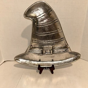 Witches Hat Silver Serving Tray Metal Home Goods Halloween - Picture 1 of 9