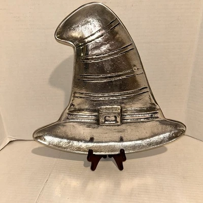 Witches Hat Silver Serving Tray Metal Home Goods Halloween - Image 1 of 4
