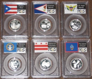 2009 S Silver Territory Proof Quarter Set PCGS PR69DCAM Flag Label 6 coin lot PF - Picture 1 of 3