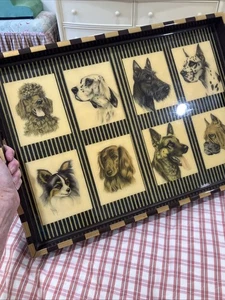 Exquisite Annie Modica DOGS Decoupage Spaniel, Dachshund, Etc Wood Serving Tray - Picture 1 of 18