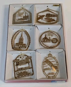 Alaska Nations Treasures Christmas Ornament Box, Set Of 6, 24K Gold on Brass - Picture 1 of 11