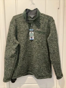 Eddie Bauer Men’s Quarter Zip Front Pocket Fleece Pullover Size Large Green New - Picture 1 of 4