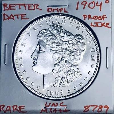1904 O BU GEM MORGAN SILVER DOLLAR UNC MS+++ DMPL U.S. MINT RARE COIN 8789 - Image 1 of 3