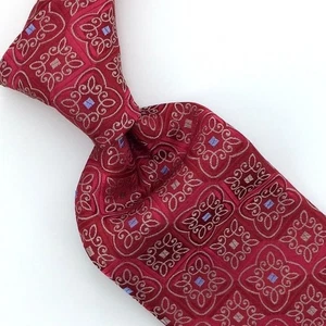 IKE BEHAR Tie USA Gold Red Floral Art Woven Recent Necktie Luxury Silk New - Picture 1 of 6