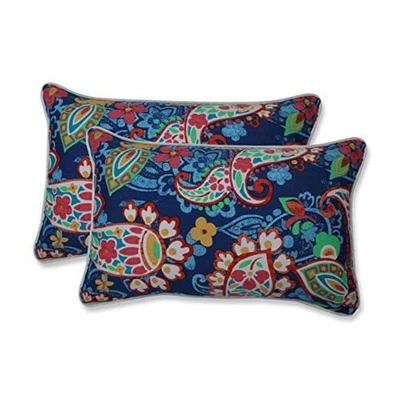  Paisley Interior/Exterior Acento Tiro Lumbar - 11.5" x 18.5" Azul/Verde Fiesta Foto 1 de 2