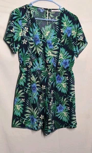 Repria romper tropical floral and leaf pattern Size M - Picture 1 of 7