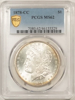 1878-CC $1 MORGAN DOLLAR - PCGS MS-62, LOOKS 63! LUSTROUS! CARSON CITY! - Image 1 of 3