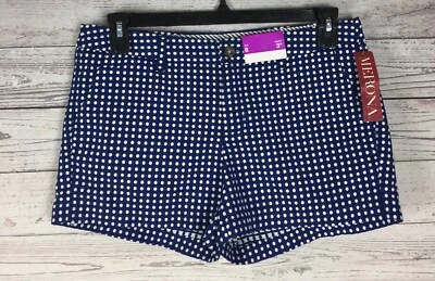 Merona Women's Waterloo Blue White Polka Dot Stretch Chino Shorts Size 8 NWT - Image 1 of 4