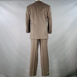 RALPH LAUREN Size 38 Regular Brown Black Nailhead Wool Double Breasted Suit - Picture 1 of 11