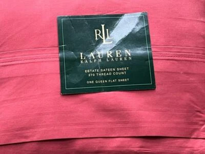 Ralph Lauren Estate сатин 370tc королева плоский простыня дамасский красный новый - Изображение 1 из 4