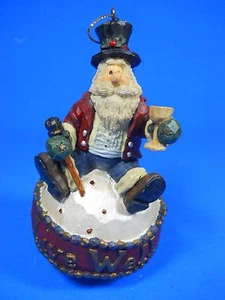 Boyds Bär TBC LIVE WELL Ornament Figur 1998 alter Mann trinkt, Stock Mistelzweig - Bild 1 von 9