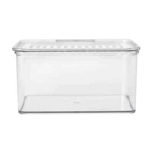 Clear Short Square Container with Lid Modular Storage Box Hinged Lid Heavy Duty - Picture 1 of 6
