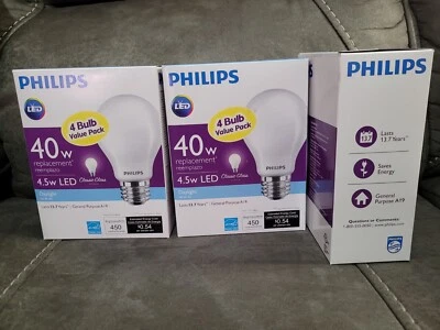 Philips 40W, 4.5w LED Light Bulb Daylight A19 Classic Glass - 12 Pack - Image 1 of 3