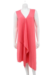 Adrianna Papell Kleid Größe 12 koralle Chiffon ärmellos assymetrisch vorne drapiert - Bild 1 von 8