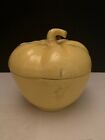 Vintage Mid Century California Art Pottery Yellow Apple Covered Canister 