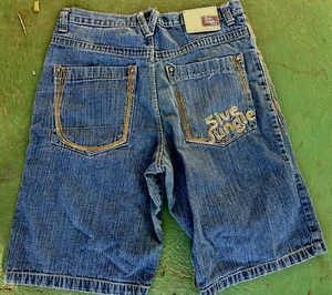 VTG Y2K 5ive Jungle & Co Jean Shorts 38 Embroidered Skater Grunge Denim Unique! - Picture 1 of 5