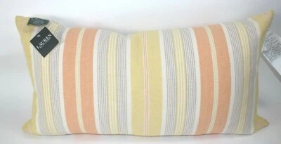 NEW RALPH LAUREN Lumbar HOME Pillow 14x26 Multi-Color Stripe $125  - Image 1 of 4