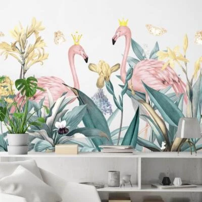 Mural de parede padrão flamingo tropical - Imagem 1 de 4