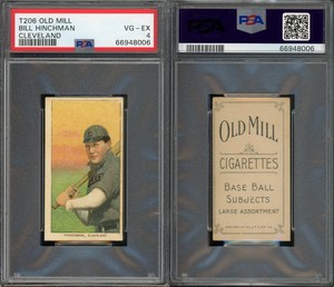 1909-1911 T206 Bill Hinchman Cleveland Naps PSA 4 ***OLD MILL***