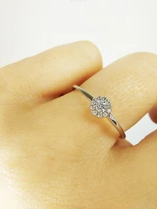 Halo Art Deco Fine Anniversary Ring 14k Yellow Gold Natural Diamond - Picture 1 of 5