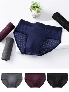 Mans Mesh Underwear Briefs Sexy Man Panties for Male Underpants Brief Ice Silk ~ - Picture 1 of 22