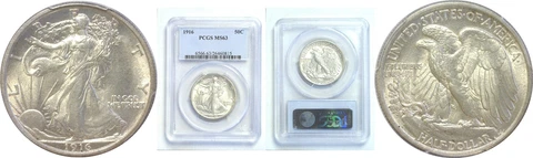 1916 Walking Liberty Half Dollar PCGS MS-63 Cover